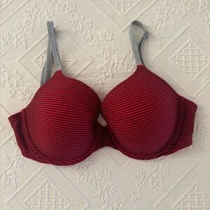 Victoria Secret Lined Red/Black/Gray Plaid Women's Bra